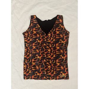 Y2K Flame Print Mesh Tank Top – Southern Steel – Size L